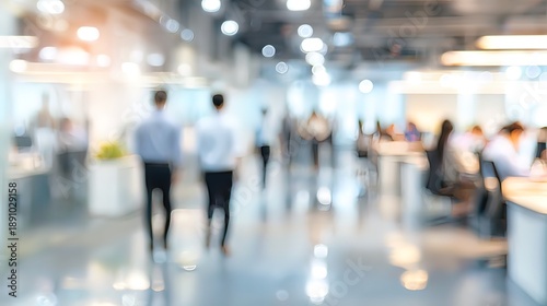 Business office with blurred people casual wear, with blurred bokeh background. High quality
