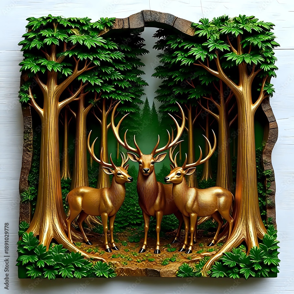 Fototapeta premium Tree with reindeer I Wall Decor 