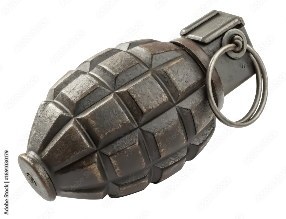 Fototapeta premium War grenade replica isolated PNG military training grenade PNG tactical dummy grenade PNG soldier equipment PNG combat prop PNG military replica PNG transparent background image