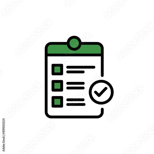 Checklist with green header and checkmark icon for organization  