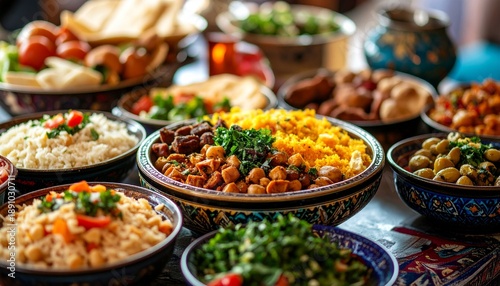 Delicious Middle Eastern Feast - A Colorful Array of Dishes.