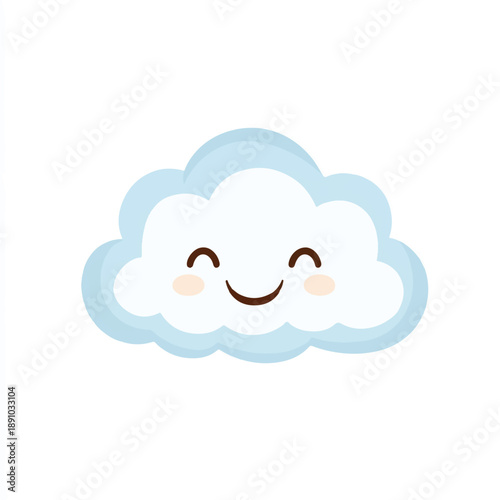 Smiling cloud illustration with rosy cheeks and closed eyes happy weathe