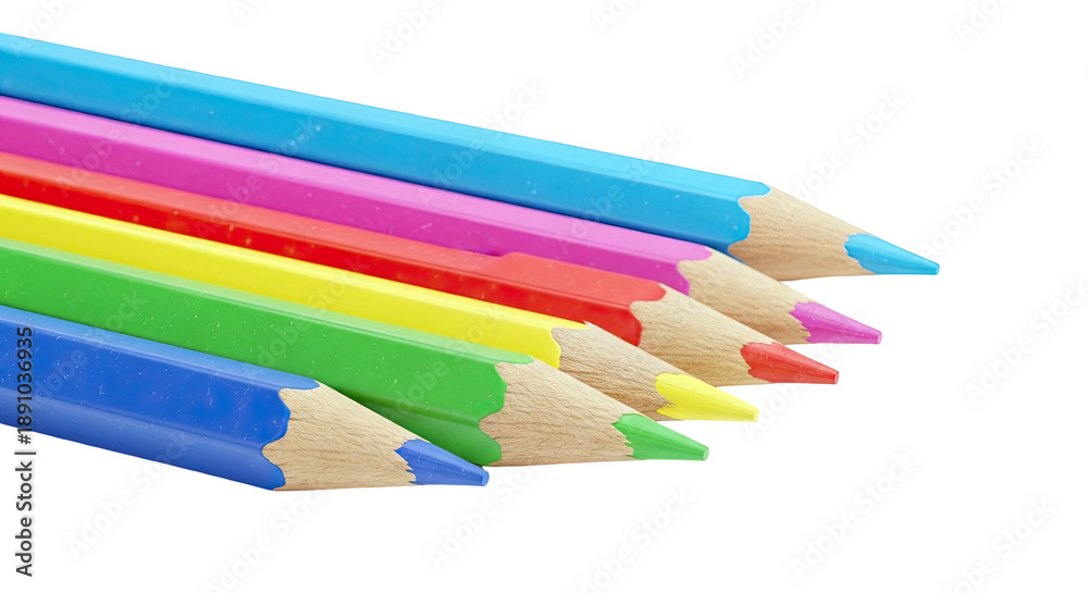 Naklejka premium Rainbow Colored Pencils - Close Up