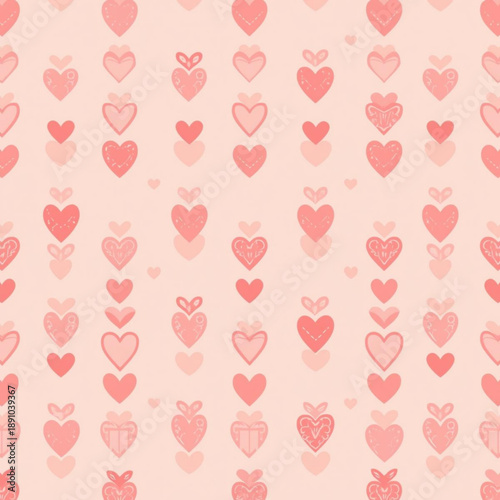 Wallpaper Mural Delightful seamless pattern with cute hand-drawn pink hearts, ideal for romantic backgrounds, textile prints, and sweet digital graphic designs expressing love and affection Torontodigital.ca