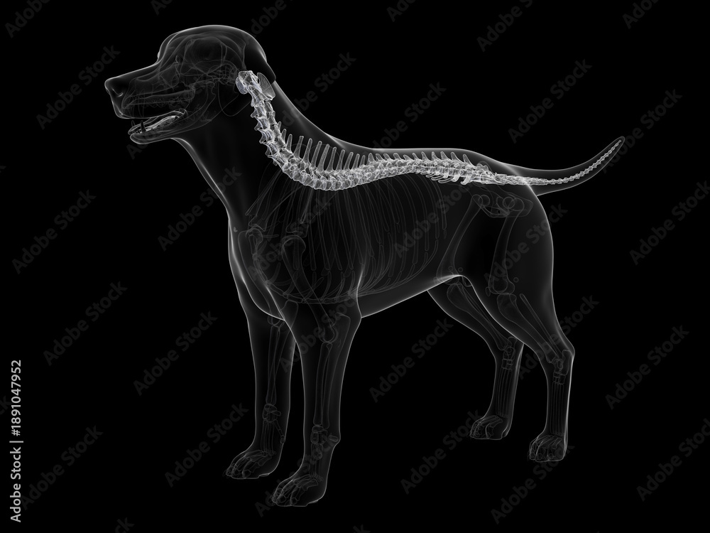 Obraz premium Accurate 3D Depiction Highlighting The Veretbra Of A Dog