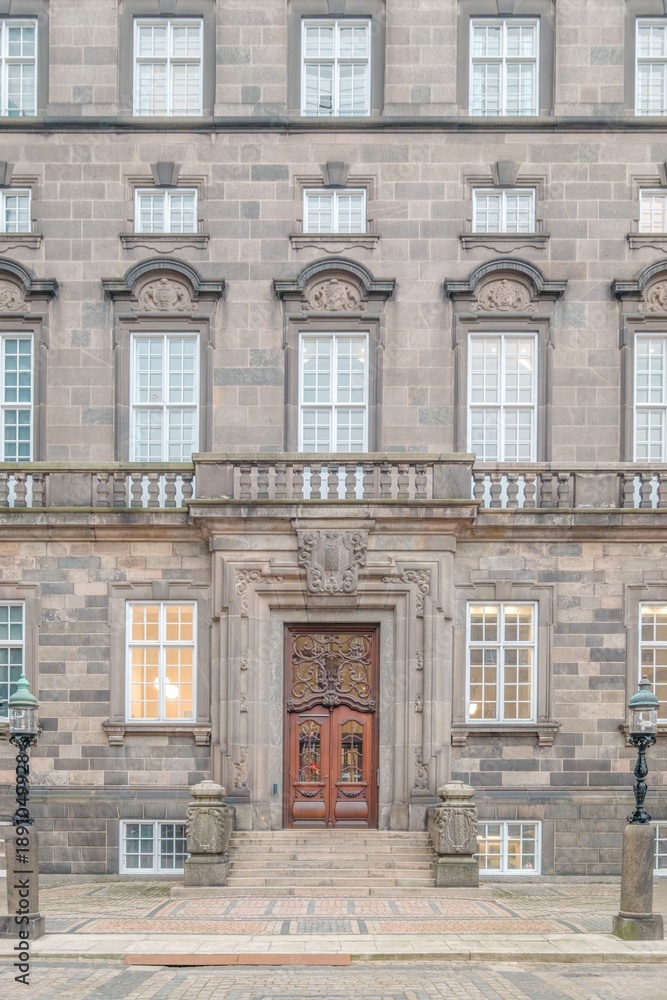 Fototapeta premium Christiansborg Palace Inner Courtyard Facade In Copenhagen, Denmark