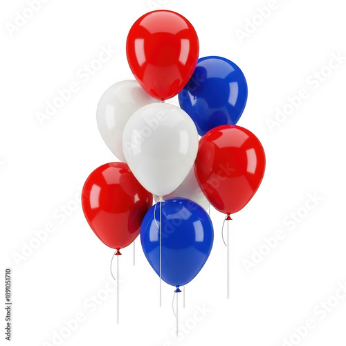 Patriotic balloons cluster isolated on transparent background