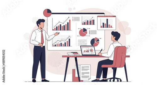 Business presentation and data analysis meeting