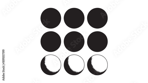 Lunar Phases Icons in Minimalist Design with Monochromatic Color Scheme on White Background for UIUX