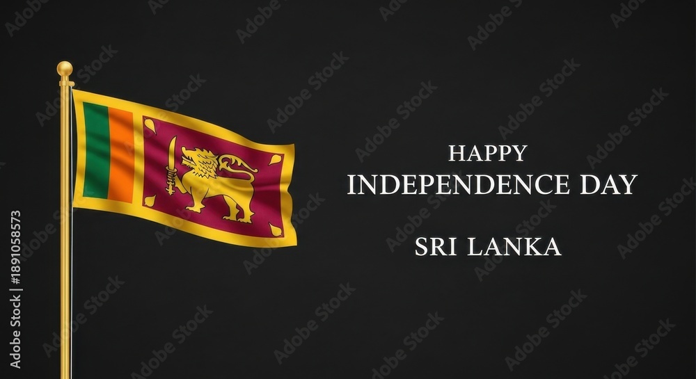Obraz premium Sri Lankan flag waving on Independence Day with bold national pride