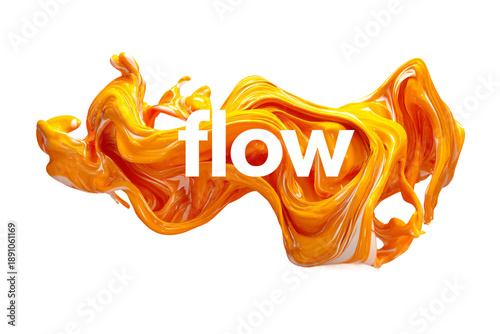 Artistic liquid typography of word flow in abstract style isolated on transparent background