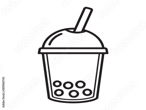 Minimalist bubble tea cup illustration