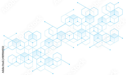 Abstract hexagonal molecular structures in technology background and science style. Medical design. Vector illustration