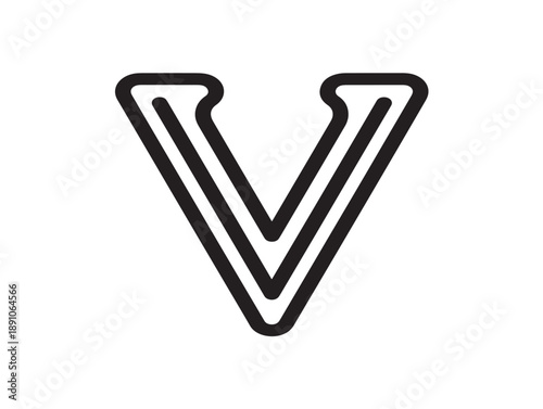 Stylized letter v with double outline