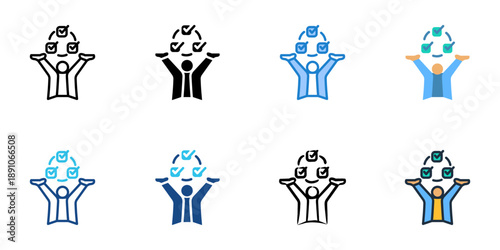 Accountability icons set multiple style collection. Editable stroke 

