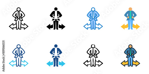 Decisiveness icons set multiple style collection. Editable stroke 
