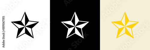 立体的な星のアイコン（ベクター）