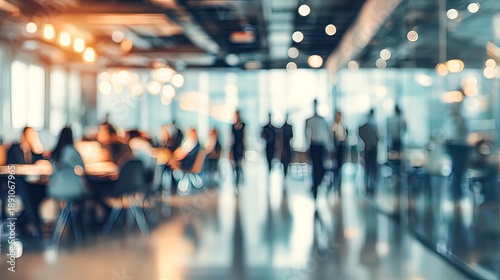 Wallpaper Mural Blurry people working crowded office. Business people mingling, busy office business center with a light bokeh effect. Modern office meeting room business blurred office scenery background. Torontodigital.ca