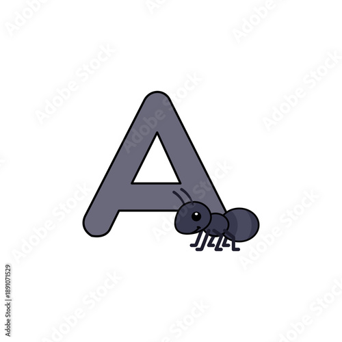 Vector Animal Alphabet Cartoon Ant Illustration