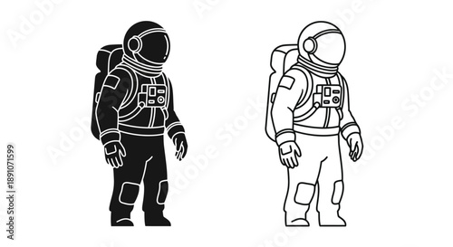Astronaut silhouette space exploration design