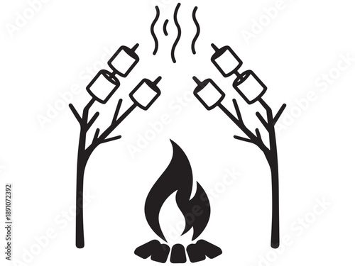 Campfire with Marshmallows Roasting on Sticks