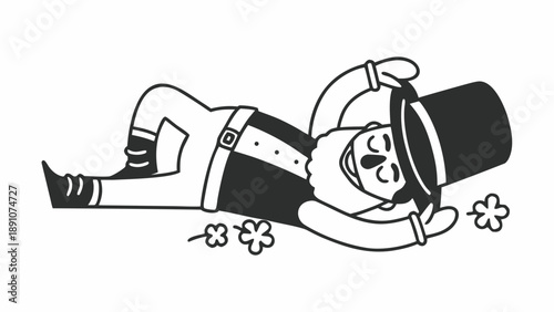 A cartoon person lying on their back surrounded by flowers wearing a large hat and holding it with one hand