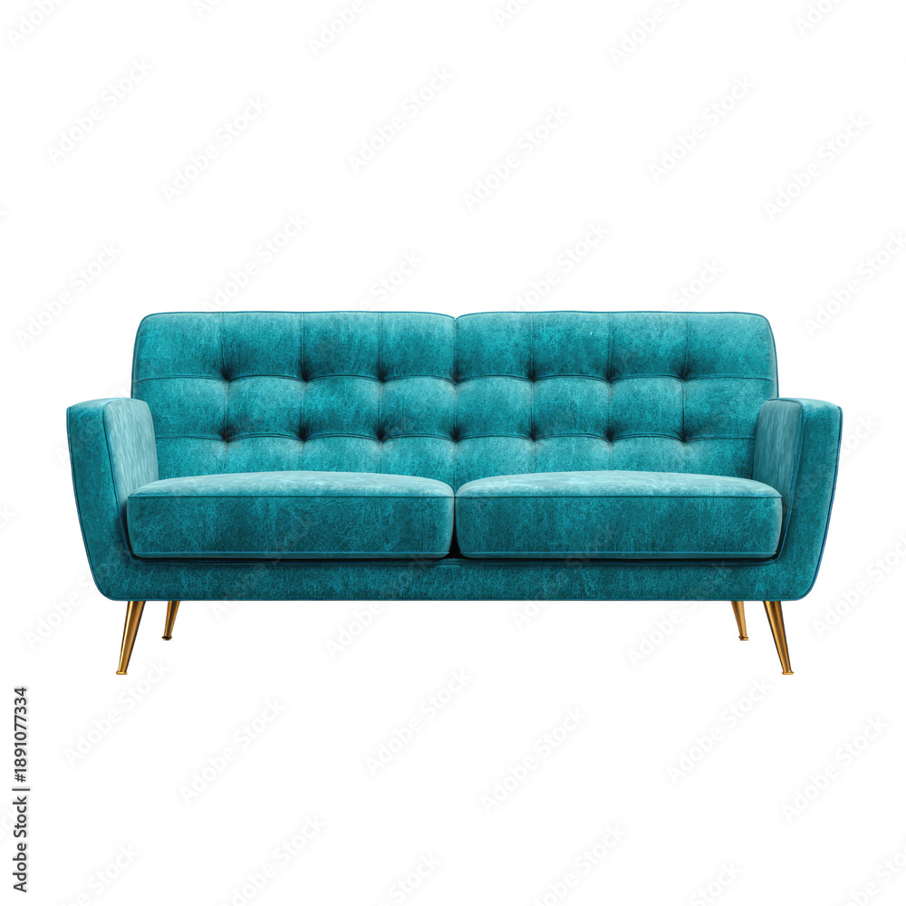 Fototapeta premium Modern Blue Sofa Isolated on White Background