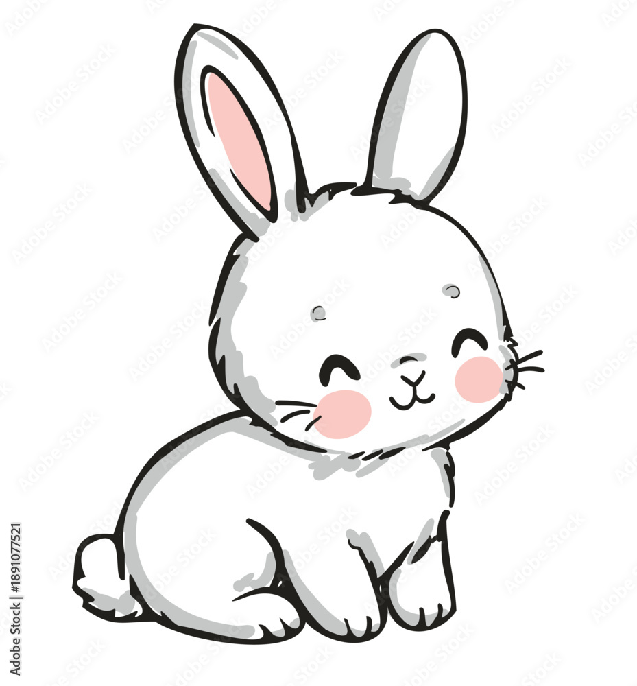 Obraz premium Cute Bunny Hand drawn Vector Illustration 