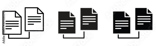 Multiple Document Copy Icons Set – Duplicate Files, Pages and Paperwork Symbols