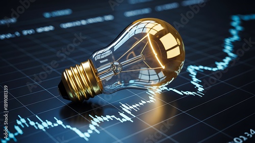 Light bulb over stock market chart representing financial ideas
