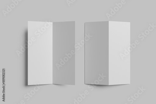  blank bi-fold brochure two vertical folds mockup. illustration