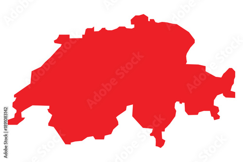 The Heart of the Alps: A Minimalist Red Map of Switzerland.