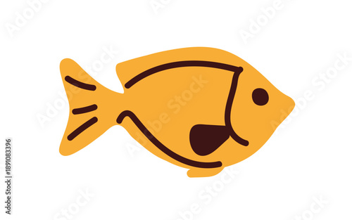 Exotic tropical reef fish. Abstract aquatic marine and aquarium animal with fin, tail, swimming undersea. Sea and ocean water fauna. Flat vector illustration isolated on white background