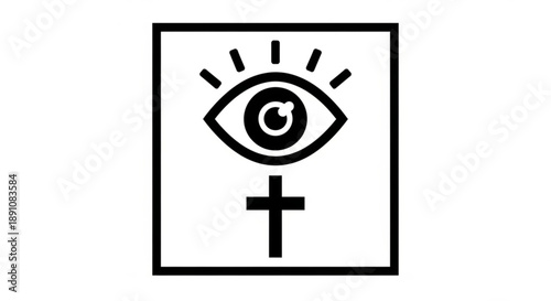 Feminist symbol with eye and cross representing female empowerment and awareness equality and vision