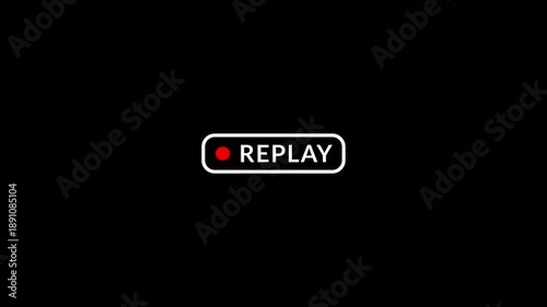 Replay sign icon, replay text animation on a transparent background. Replay Animation for Live Streamer, 
replay symbol button animation with text style. rewind or repeat icon with replay text animati