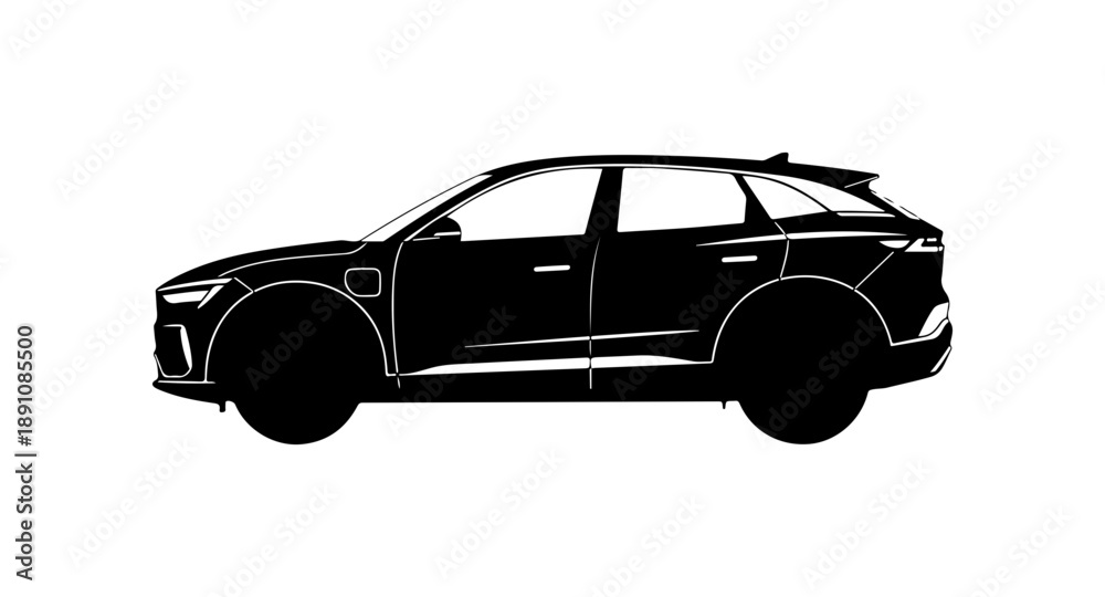 Obraz premium Sleek Black SUV Side View