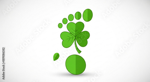 Green four leaf clover with bubbles rising on white background symbolizing good luck and fortune