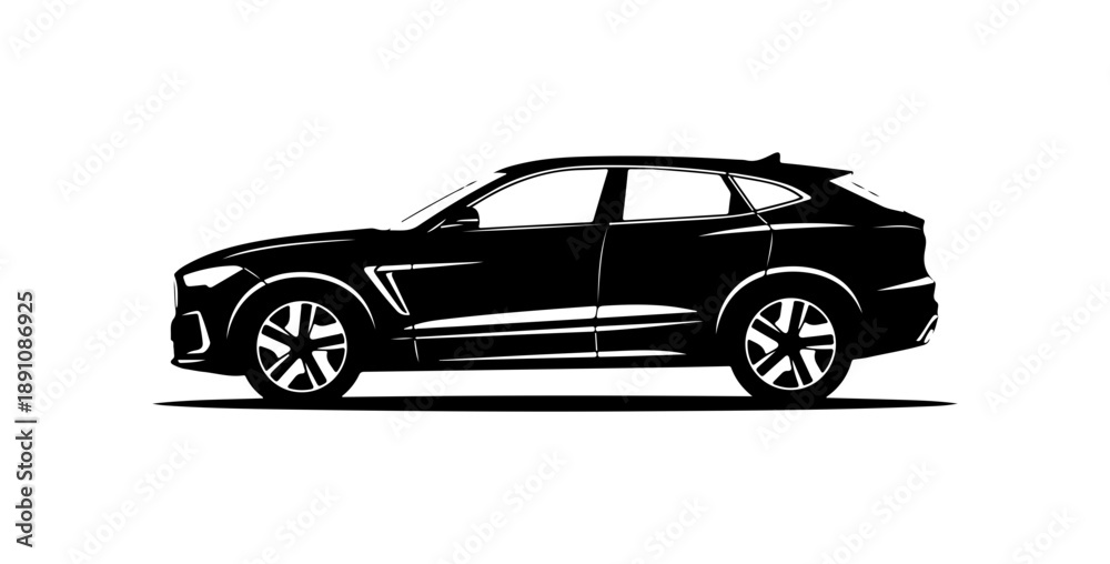 Fototapeta premium Modern Black SUV Vector Illustration