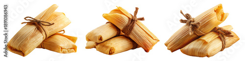 Wallpaper Mural Venezuelan tamales wrapped in corn husk, tied with rustic rope, isolated on white background, representing South American cuisine Torontodigital.ca