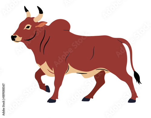 Foto Majestic Red Zebu Bull Illustration  Isolated on white Transparent background (E