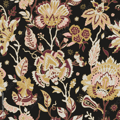 Baroque Folk Floral Night Garden