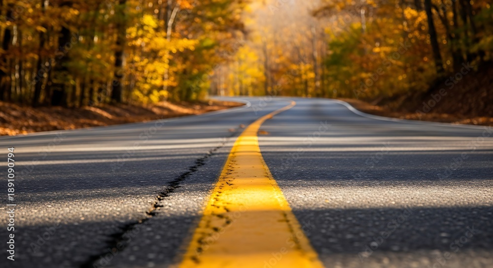 Fototapeta premium Autumn road through forest
