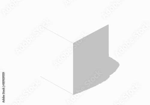 A 3D rendering of a corner with a shadow cast on the adjacent wall, viewed from a slight angle