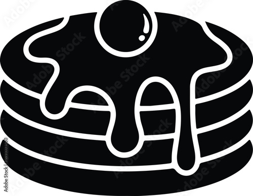 Stack of pancakes with chocolate syrup