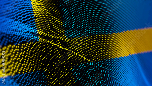 Fotografie Sweden flag and digital technology illustration