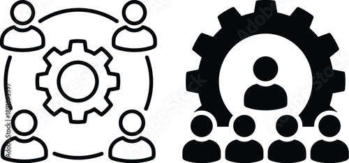 Teamwork and Collaboration Gears and People