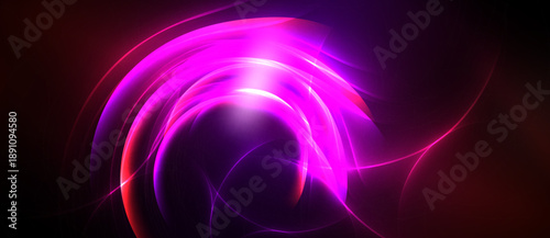 Bright pink, purple energy swirls dominate dark background. Light radiates from central point, creating dynamic visual effect.