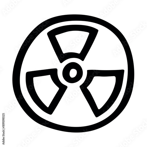 Hand drawn radiation sign Nuclear radiation hazard symbol Radioactive danger warning sign clipart in doodle style Nuclear safety Radioactive waste Single element for print, web, design, decor