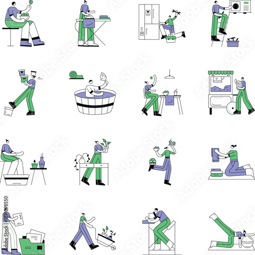 Set of Lifestyle Hand Drawn Style Illustrations 
