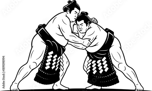 Sumo Wrestling Japanese Warrior Icon Vector Illustration